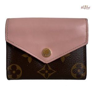 Authentic Louis Vuitton Rose Ballerine Monogram Canvas Leather Zoe Wallet M62933
